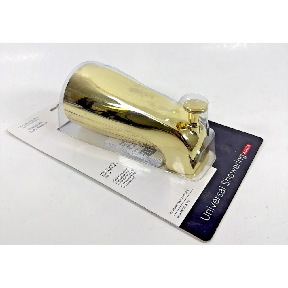 Delta 5-1/4" Polished Brass Diverter Bathtub Spout - U1075-PB-PK - New